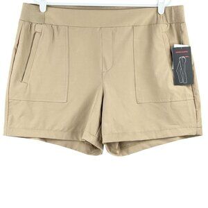 Briggs Women's Comfort Waistband Hidden Elastic Tan Shorts Size 16 Stretch NWT